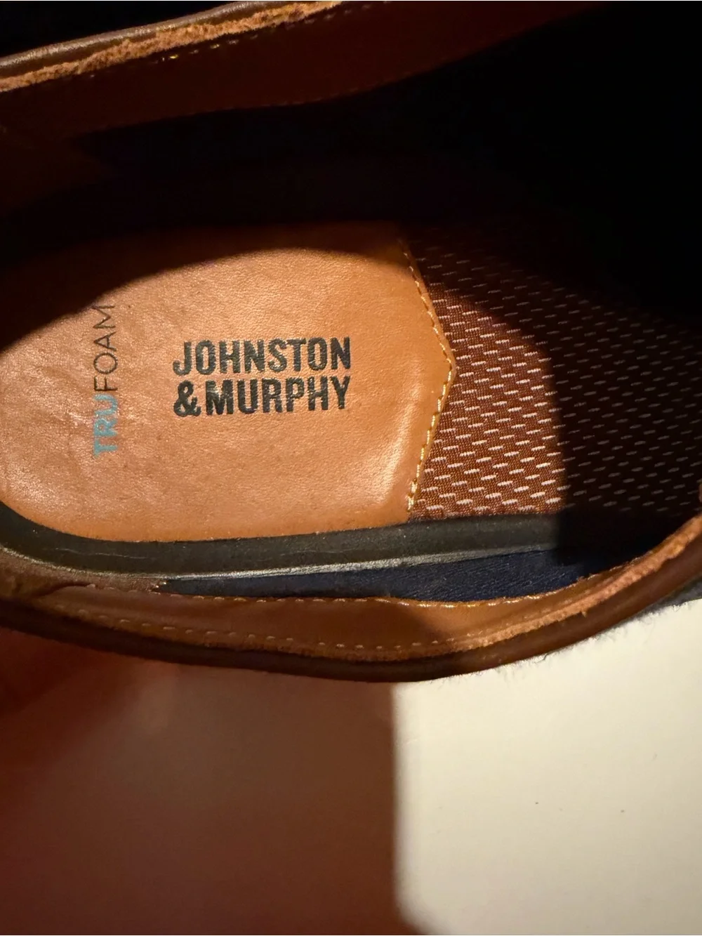 Johnston & Murphy Navy Knit Derby with Tan Leather Trim